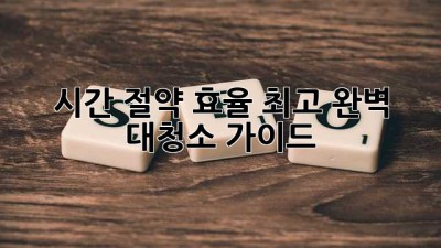 시간 절약! 효율 최고! 완벽 대청소 가이드
